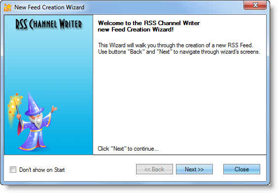 RSS creation wizard