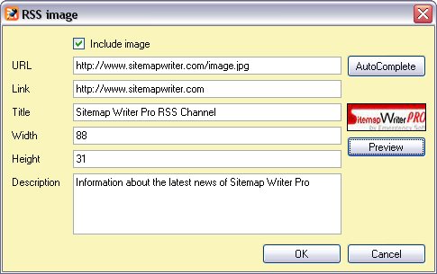 RSS Channel Writer - Channel Optionals Tab - Image