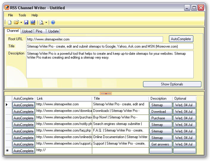 RSS Channel Writer screenshot RSS Channel Writer screenshot