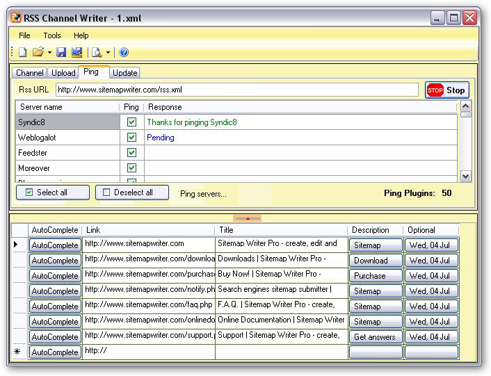 RSS Channel Writer - Ping Tab